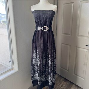 Lapis Black and White Strapless Dress One Size